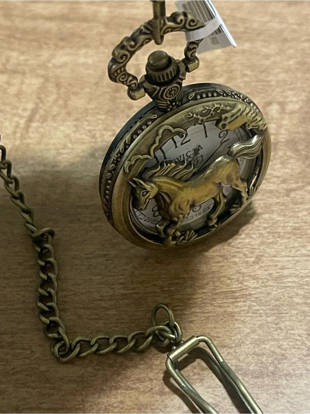 Invicta Brass-Tone Horse Pocket Watch Necklace